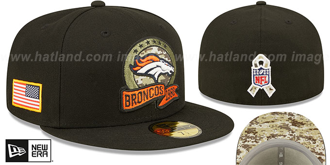 Broncos '2022 SALUTE-TO-SERVICE' Black Fitted Hat by New Era