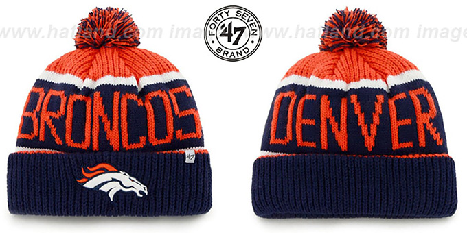 Broncos 'THE-CALGARY' Navy-Orange Knit Beanie Hat by Twins 47 Brand