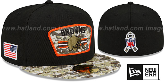 Browns '2021 SALUTE-TO-SERVICE' Black-Desert Fitted Hat by New Era