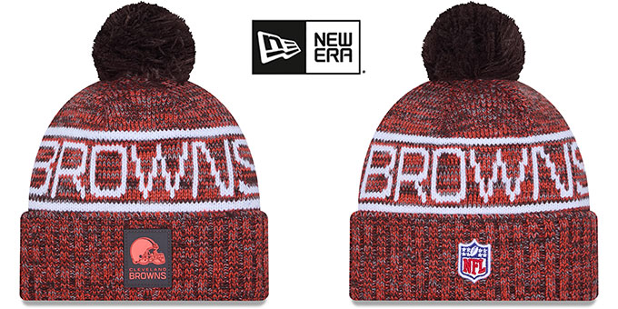 Browns '2025 NFL SIDELINE' Knit Beanie Hat by New Era