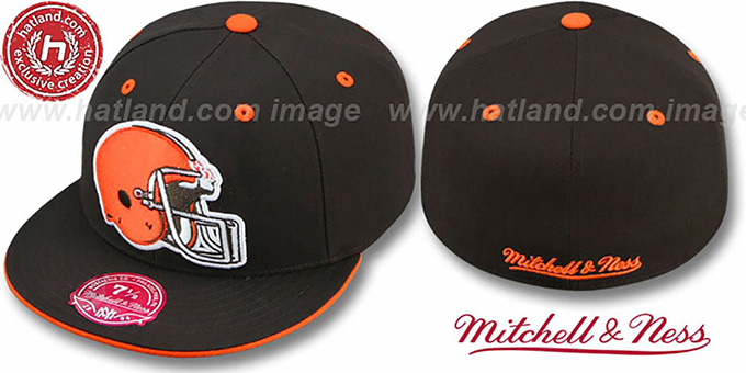 Browns 'XL-HELMET' Brown Fitted Hat by Mitchell and Ness