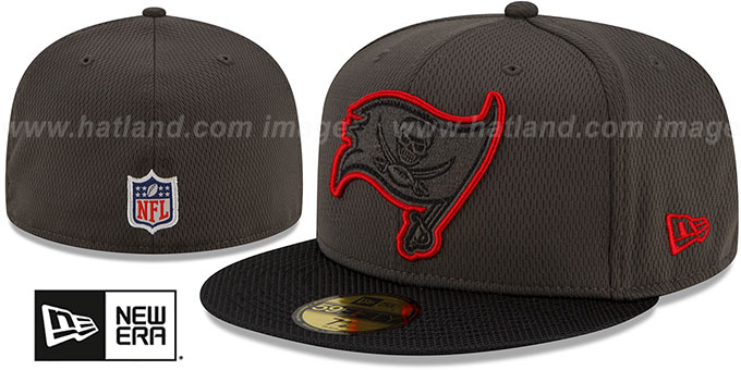 Buccaneers '2021 NFL SIDELINE ROAD' Charcoal-Black Fitted Hat by New Era