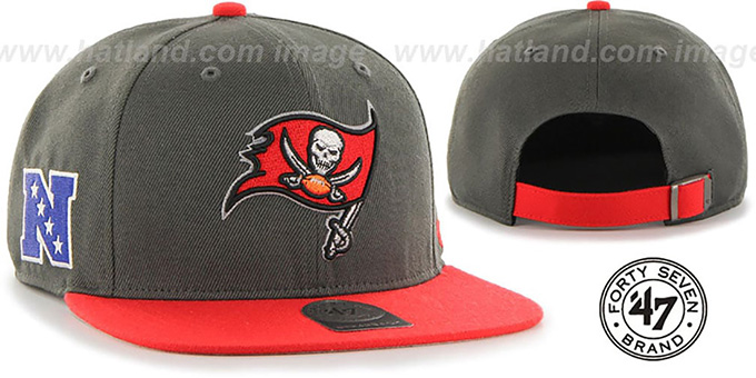 Buccaneers 'SUPER-SHOT STRAPBACK' Grey-Red Hat by Twins 47 Brand