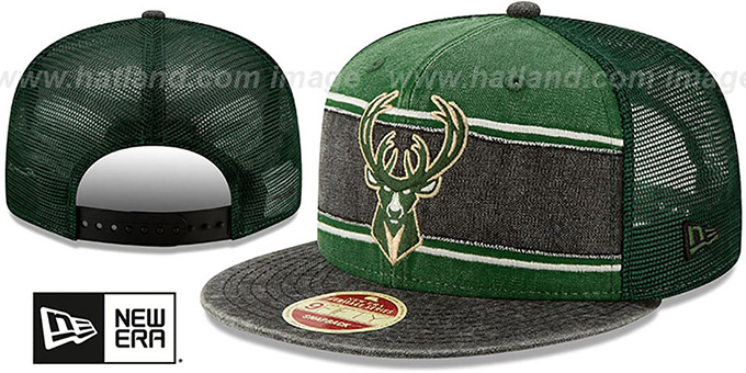 Milwaukee Bucks HERITAGE-BAND TRUCKER SNAPBACK Green-Black Hat