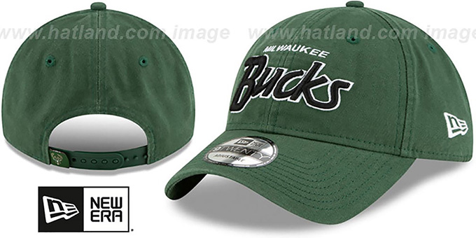 Bucks 'RETRO-SCRIPT SNAPBACK' Green Hat by New Era