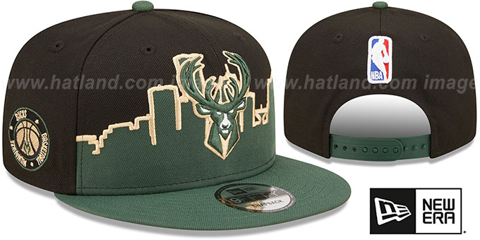 Bucks 'SKYLINE TIP OFF SNAPBACK' Black-Green Hat by New Era