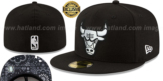 Bulls 'BLACKDANA BOTTOM' Black-White Fitted Hat by New Era