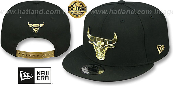 Bulls 'GOLD METAL-BADGE SNAPBACK' Black Hat by New Era