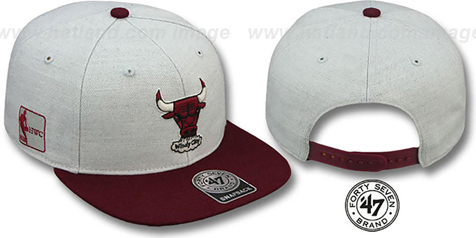 Bulls HWC 'SATCHEL SNAPBACK' Grey-Maroon Adjustable Hat by Twins 47 Brand