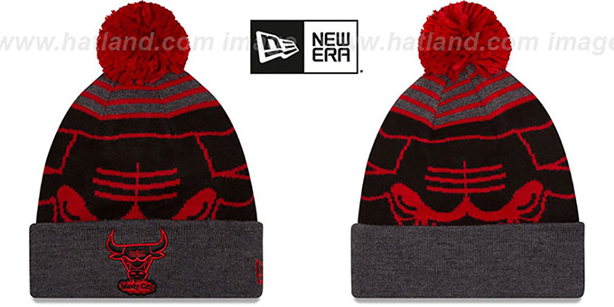 Bulls 'LOGO WHIZ' - 2 Black-Charcoal Knit Beanie Hat by New Era