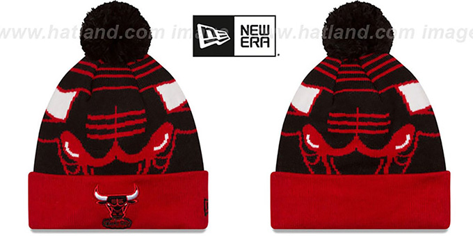 Bulls 'LOGO WHIZ' Black-Red Knit Beanie Hat by New Era