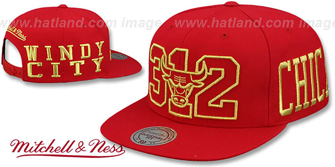 Bulls 'METALLIC AREA-CODE SNAPBACK' Red Hat by Mitchell and Ness