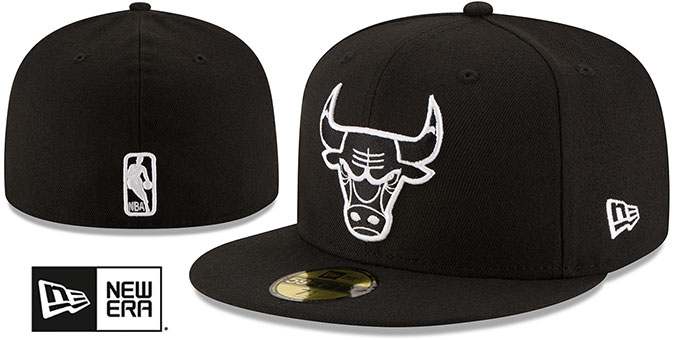 Bulls 'NBA TEAM-BASIC' Black-White Fitted Hat by New Era