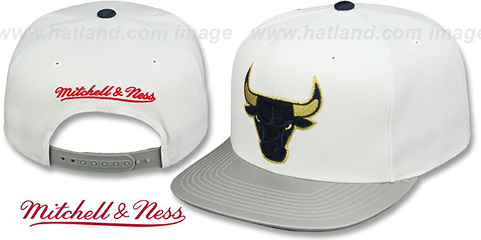 Bulls 'OLYMPIC GOLD SNAPBACK' White-Grey Hat by Mitchell and Ness