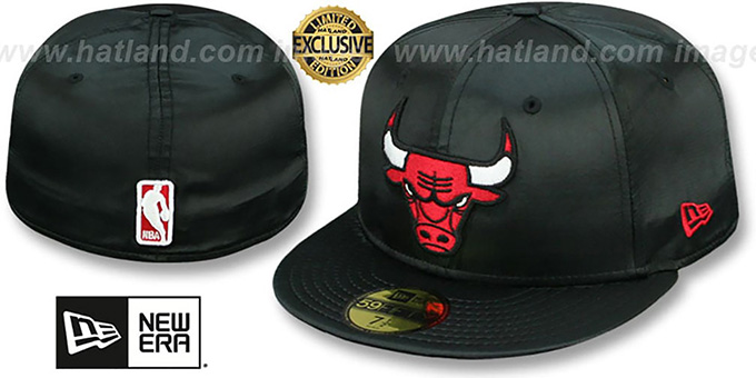 Bulls 'SATIN BASIC' Black Fitted Hat by New Era