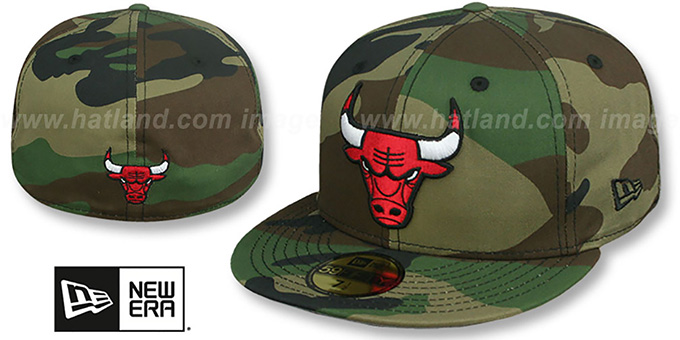 Bulls 'TEAM-BASIC' Army Camo Fitted Hat by New Era