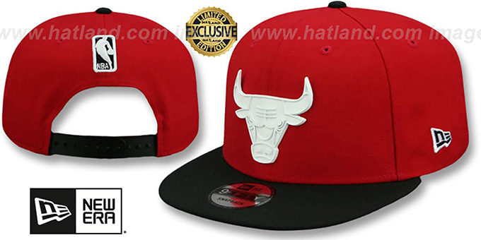 white and red bulls hat
