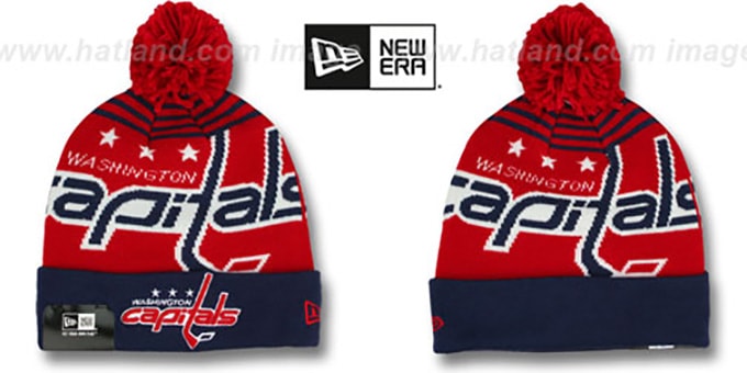 Capitals 'LOGO WHIZ' Red-Navy Knit Beanie Hat by New Era