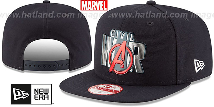 Captain America 'CIVIL WAR TITLE CHROME SNAPBACK' Black Hat by New Era