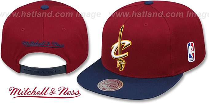 Cavaliers '2T XL-LOGO SNAPBACK - 2' Burgundy-Navy Hat by Mitchell and Ness