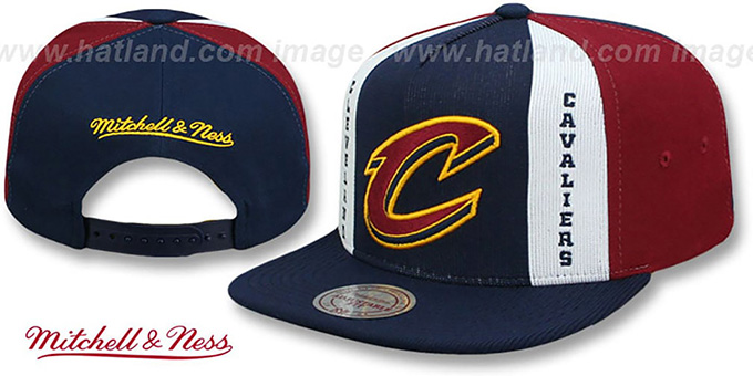 Cavaliers 'AJD SNAPBACK' Navy-White-Burgundy Adjustable Hat by Mitchell and Ness