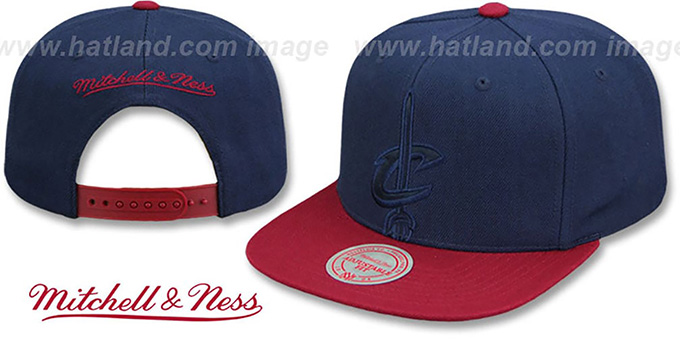 Cavaliers 'CROPPED SATIN SNAPBACK' Navy-Burgundy Adjustable Hat by Mitchell and Ness