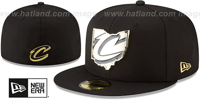 Cavaliers 'GOLD STATED METAL-BADGE' Black Fitted Hat by New Era