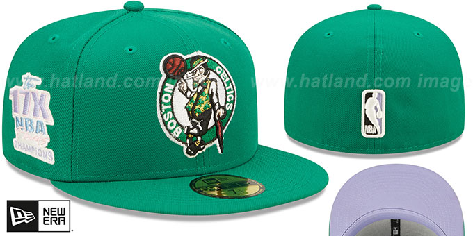 Celtics 17X NBA CHAMPS 'POP-SWEAT' Kelly-Lavender Fitted Hat by New Era
