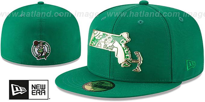 Celtics 'GOLD STATED METAL-BADGE' Green Fitted Hat by New Era