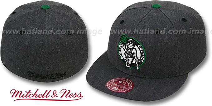 Celtics 'GREY HEDGEHOG' Fitted Hat by Mitchell and Ness