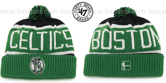 Celtics 'THE-CALGARY' Green-Black Knit Beanie Hat by Twins 47 Brand