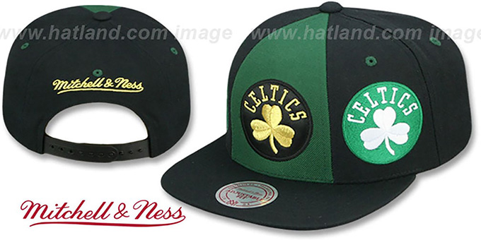 Celtics 'TRIPLE STACK SNAPBACK' Green-Black Hat by Mitchell and Ness