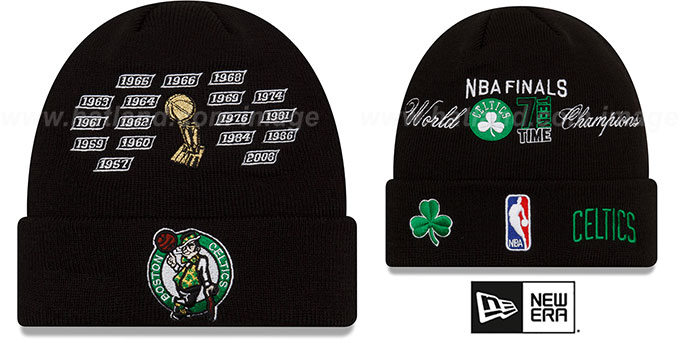 Celtics 'WORLD CHAMPIONS ELEMENTS' Black Knit Beanie Hat by New Era