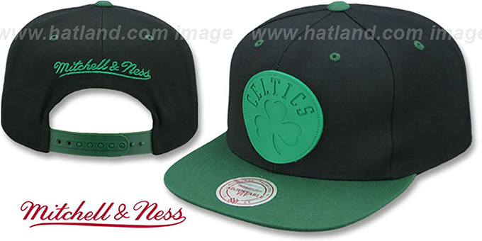 Celtics 'XL RUBBER WELD SNAPBACK' Black-Green Adjustable Hat by Mitchell and Ness
