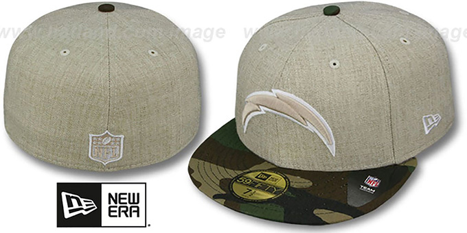 Chargers '2T-HEATHER' Oatmeal-Army Fitted Hat by New Era