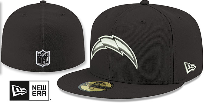 Chargers 'NFL TEAM-BASIC' Black-White Fitted Hat by New Era