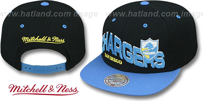 Chargers 'THE-WAVE SNAPBACK' Black-Sky Hat by Mitchell and Ness
