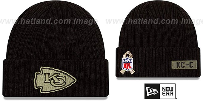 Chiefs '2020 SALUTE-TO-SERVICE' Black Knit Beanie Hat by New Era