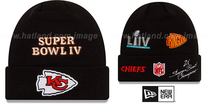 Chiefs 'SUPER BOWL ELEMENTS' Black Knit Beanie Hat by New Era