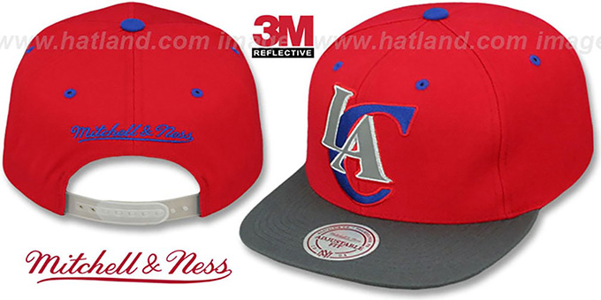 Clippers '3M XL-LOGO SNAPBACK' Red-Grey Hat by Mitchell and Ness