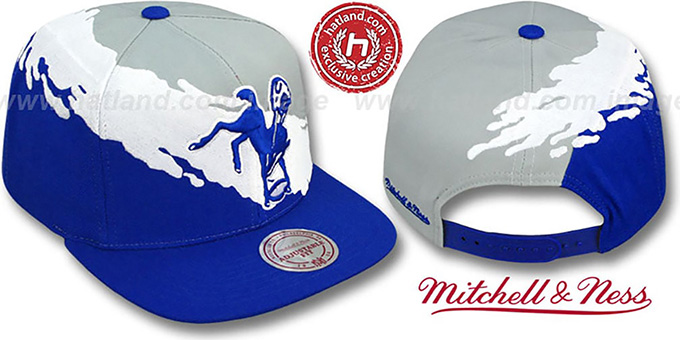 Colts 'PAINTBRUSH SNAPBACK' Grey-White-Royal Hat by Mitchell and Ness