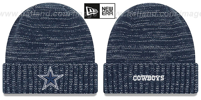 Cowboys 'KICKOFF' Navy-Grey Knit Beanie Hat by New Era