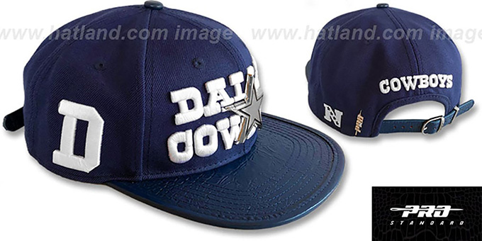 Cowboys 'METAL-BADGE STRAPBACK' Navy Hat by Pro Standard
