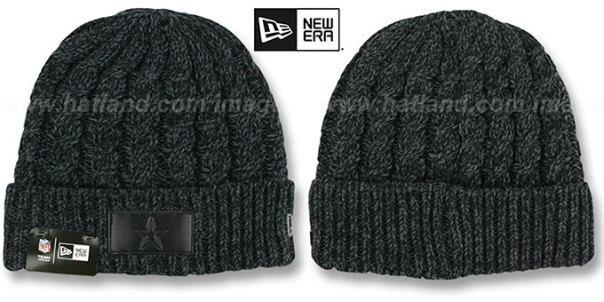 Cowboys 'POLAR LEATHER PATCH' Black Knit Beanie by New Era