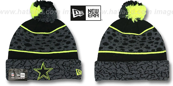Cowboys 'POLAR PRINT' Black-Grey-Yellow Knit Beanie Hat by New Era