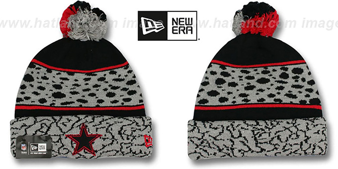 Cowboys 'POLAR PRINT' Black-Grey-Red Knit Beanie Hat by New Era