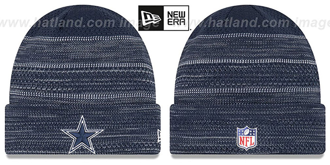 Cowboys 'TOUCHDOWN' Navy-Grey Knit Beanie Hat by New Era