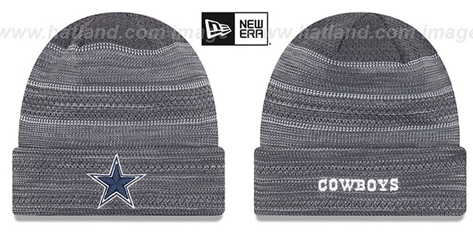 Cowboys 'TOUCHDOWN' Grey-White Knit Beanie Hat by New Era