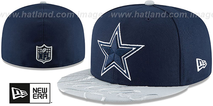 Cowboys 'VISOR-SCRIPT' Navy-Grey Fitted Hat by New Era