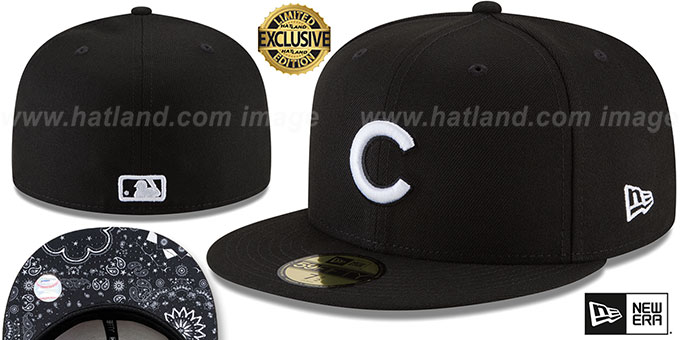 Cubs 'BLACKDANA BOTTOM' Black-White Fitted Hat by New Era